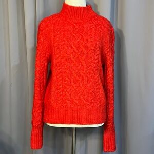 Halogen Cable Knit Sweater Red Blaze